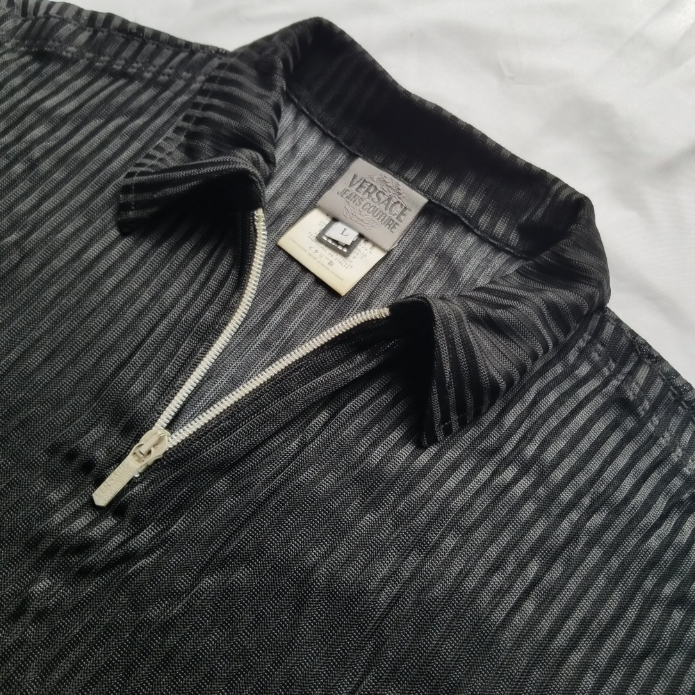 Versace Short Sleeve Collared Mesh Top, L, Men EUC